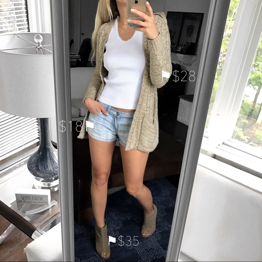 Beige Open Toe Perforated Chunky Heel Booties! - Picture 12 of 16